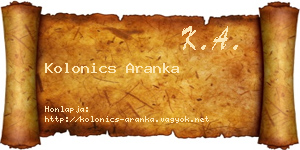 Kolonics Aranka névjegykártya
