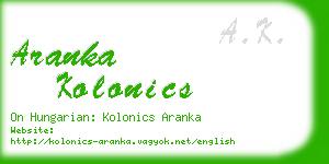 aranka kolonics business card